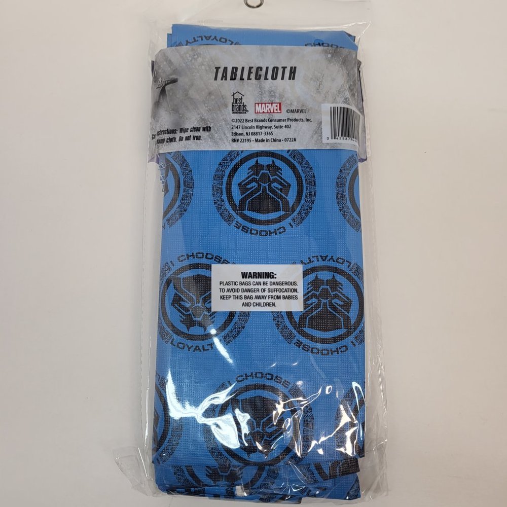 Marvel Black Panther Wakanda Forever Tablecloth 52x70in Blue Black New Party - Picture 5 of 7